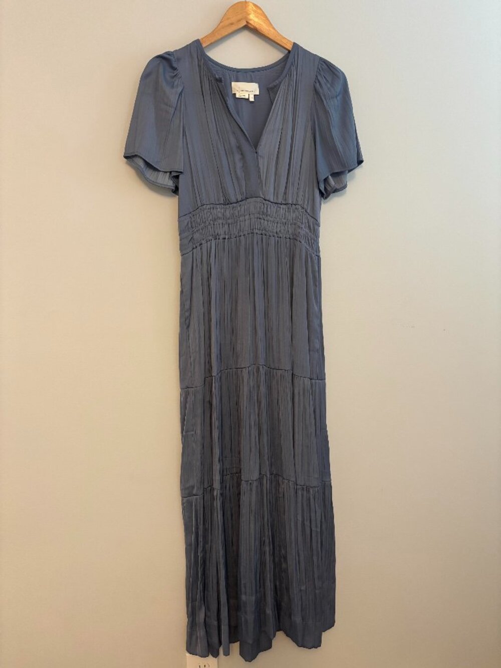 Anthropologie Somerset Blue Silk Maxi Dress